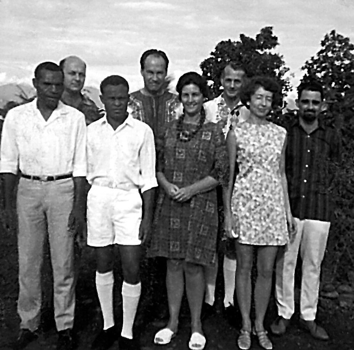 Eight members of the first National Spiritual Assembly of the Baha'is of Papua New Guinea, 1969.