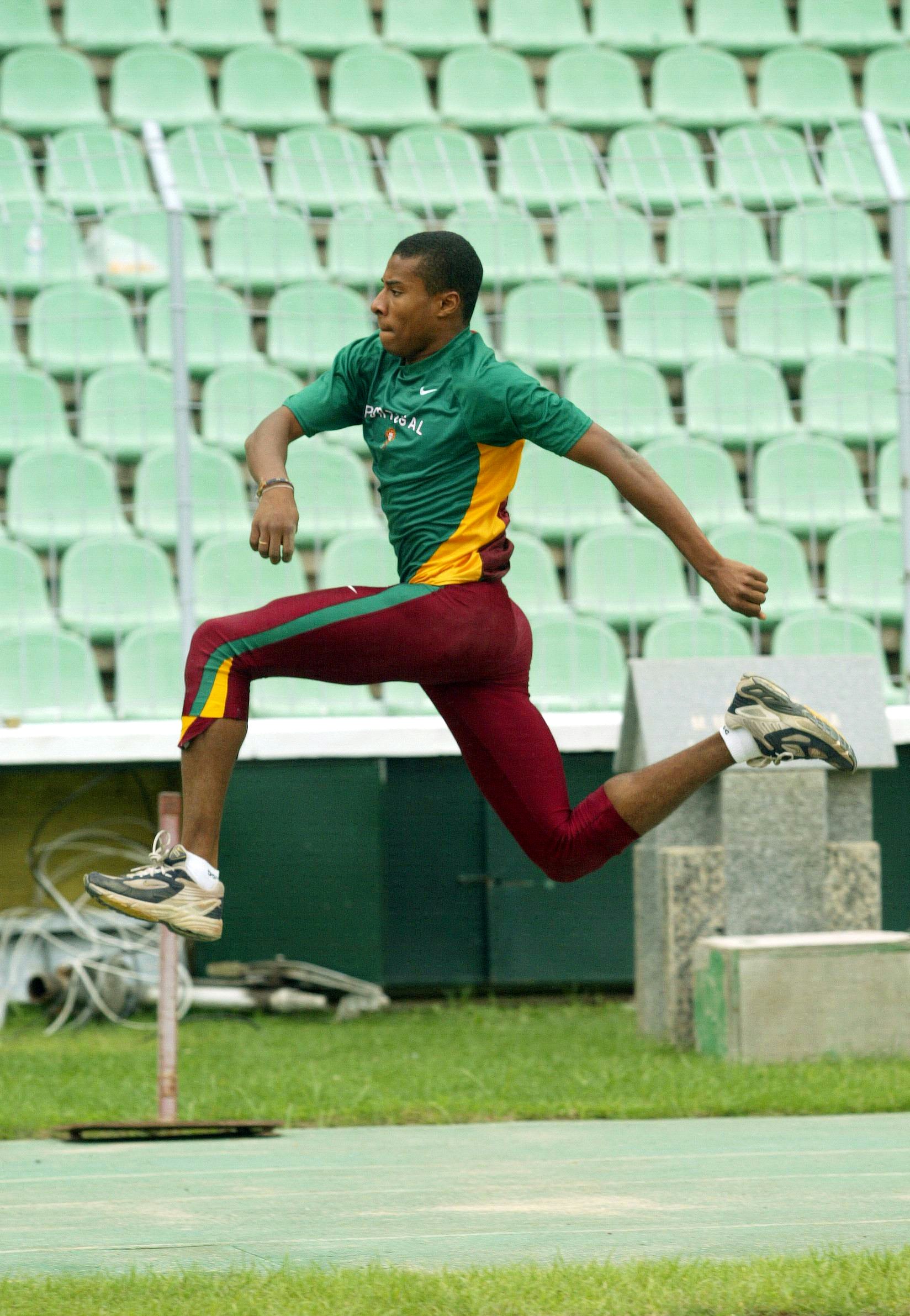 Nelson Evora who is competing in the triple jump for Portugal, at the Olympic Games in Athens.