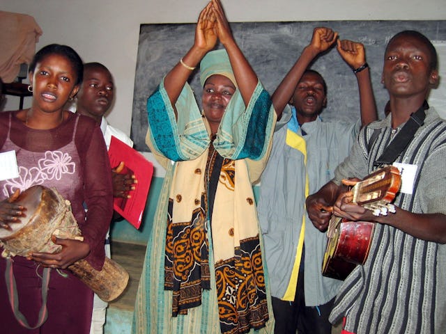 Some of the musicians at the national Baha'i youth conference in Guinea. (Photo by Mandy Morgan)