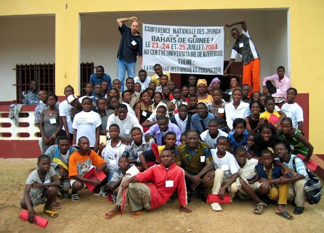 Participants at the national Baha'i youth conference in N'Zerekore, Guinea.