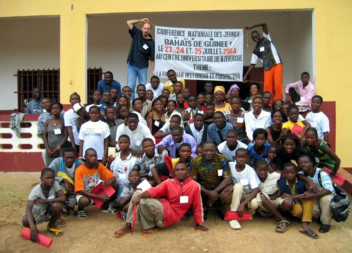 Participants at the national Baha'i youth conference in N'Zerekore, Guinea.