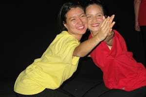 A dance from a performance of "Quest of the Spirit." Tahmina Kakenova (left), Kazakhstan, and Penina Smith, Papua New Guinea. Photo by Kevin McLoughlin.