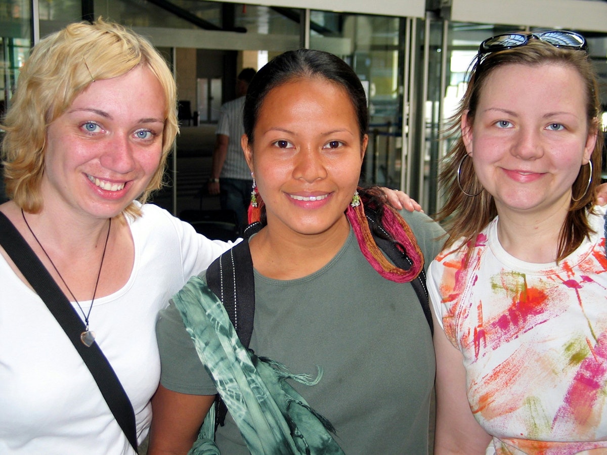 During the tour: (left to right) Kertu Laur, Estonia, Corinne Padilla, Philippines, Ieva Kacinskyte, Lithuania.
