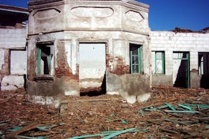 Under destruction...the houselike structure marking the resting place of Quddus, Babol, Iran, April 2004.