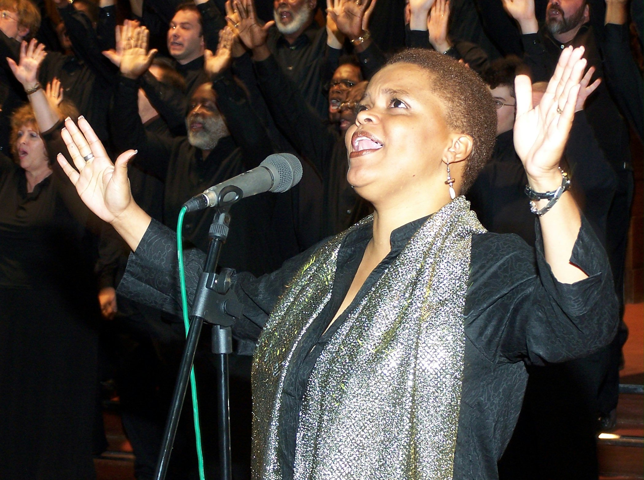 A soloist in full voice...Adrienne Ewing-Roush of the Baha'i Gospel Choir. Photo by Vic Voytek.