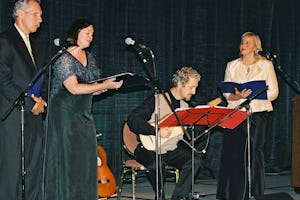 One of the many artistic performances at the conference. (Left to right) Michael Bopp, Janet Youngdahl, Ralph Meier, Judie Bopp.