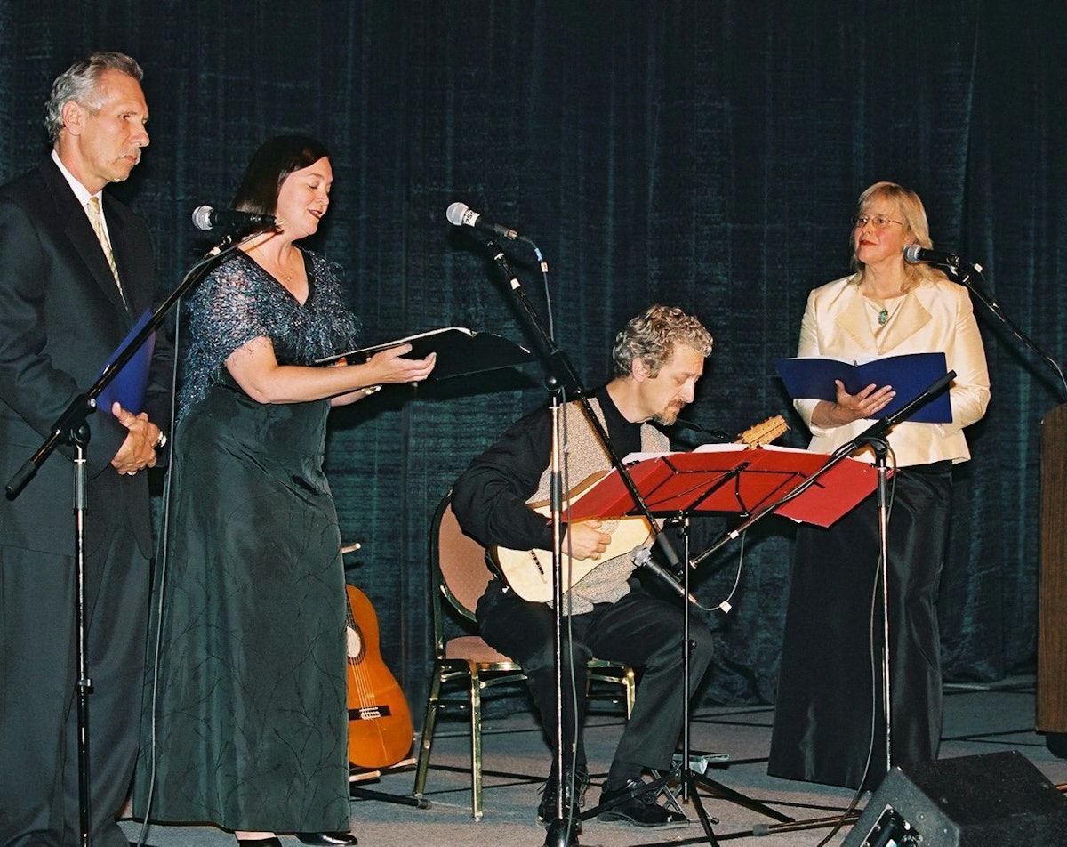 One of the many artistic performances at the conference. (Left to right) Michael Bopp, Janet Youngdahl, Ralph Meier, Judie Bopp.