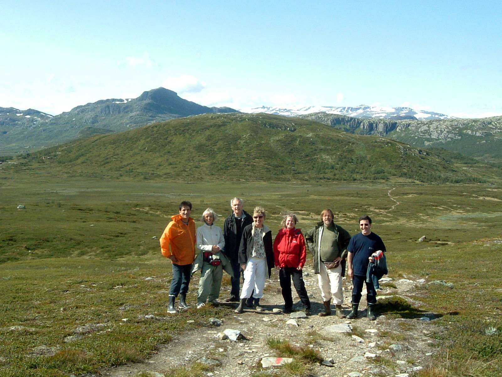 A group of Baha'is on a recreational walk at the Norwegian summer school.