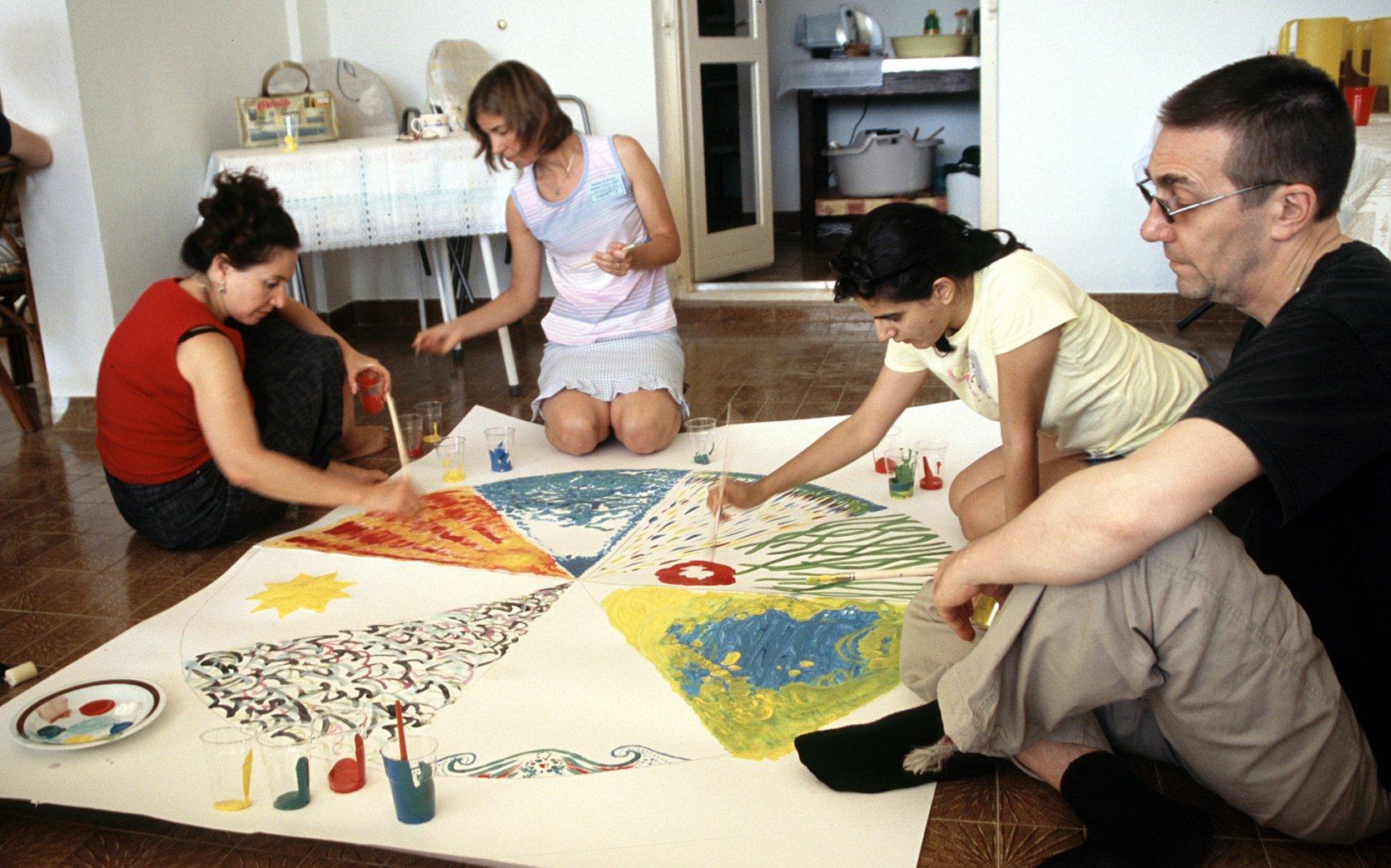 An art workshop at the summer school in Croatia. Photo by Davor Prezel.