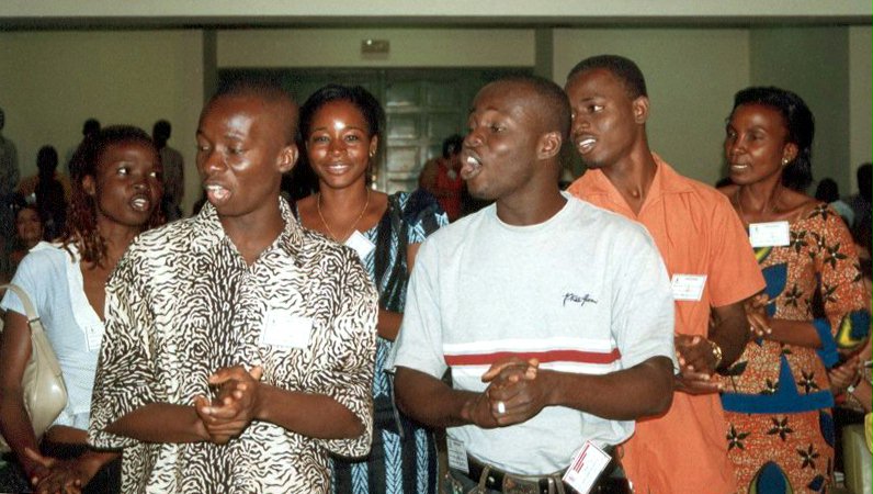 Baha'i guests from Cote d'Ivoire performing at the jubilee celebrations.