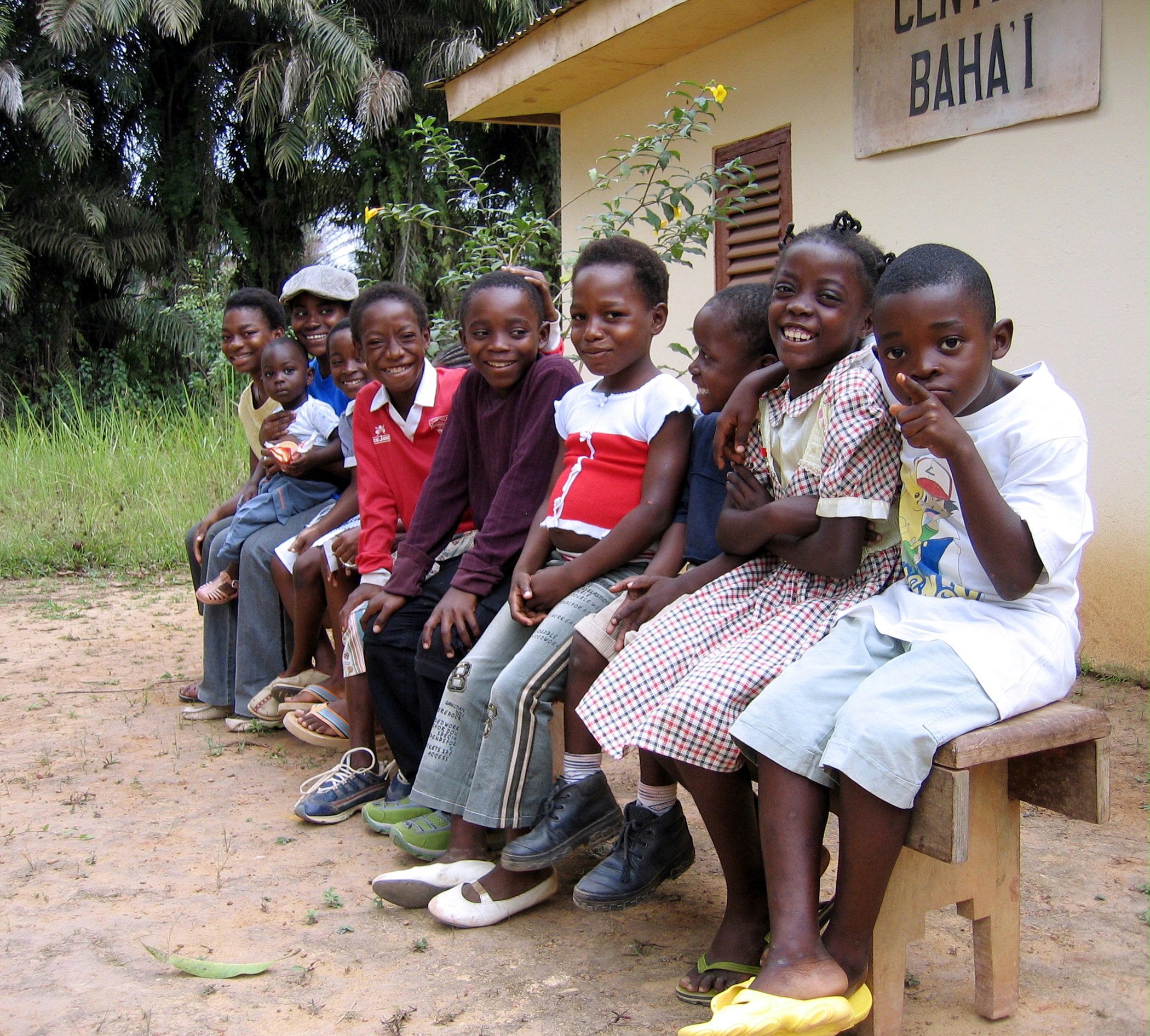 Some Baha'is of Equatorial Guinea at the Ntobo Baha'i Center, 2004.