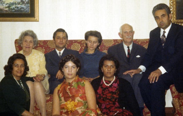 Some Baha'is of San Marino with Hand of the Cause Ugo Giachery (second from right) and Mrs. Giachery (at left, seated), 1971. At far right is Sohrab Payman, and at far left, Tabandeh Payman.