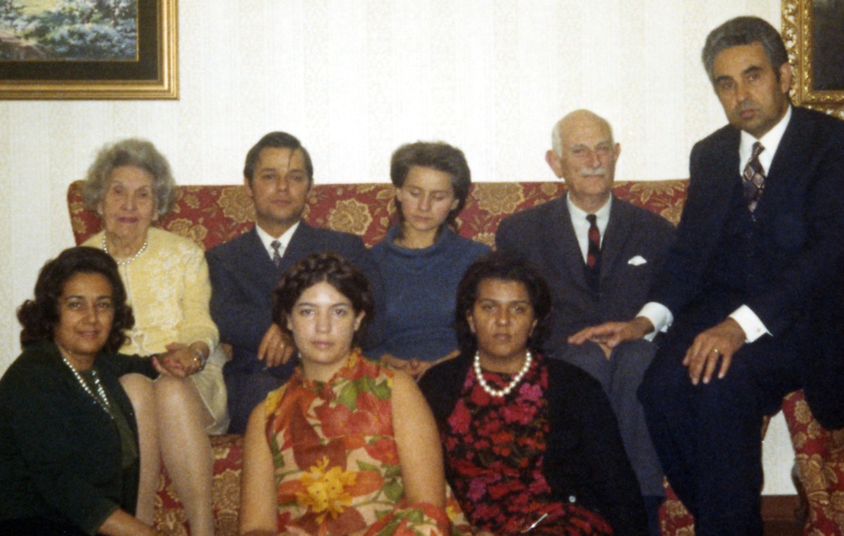 Some Baha'is of San Marino with Hand of the Cause Ugo Giachery (second from right) and Mrs. Giachery (at left, seated), 1971. At far right is Sohrab Payman, and at far left, Tabandeh Payman.
