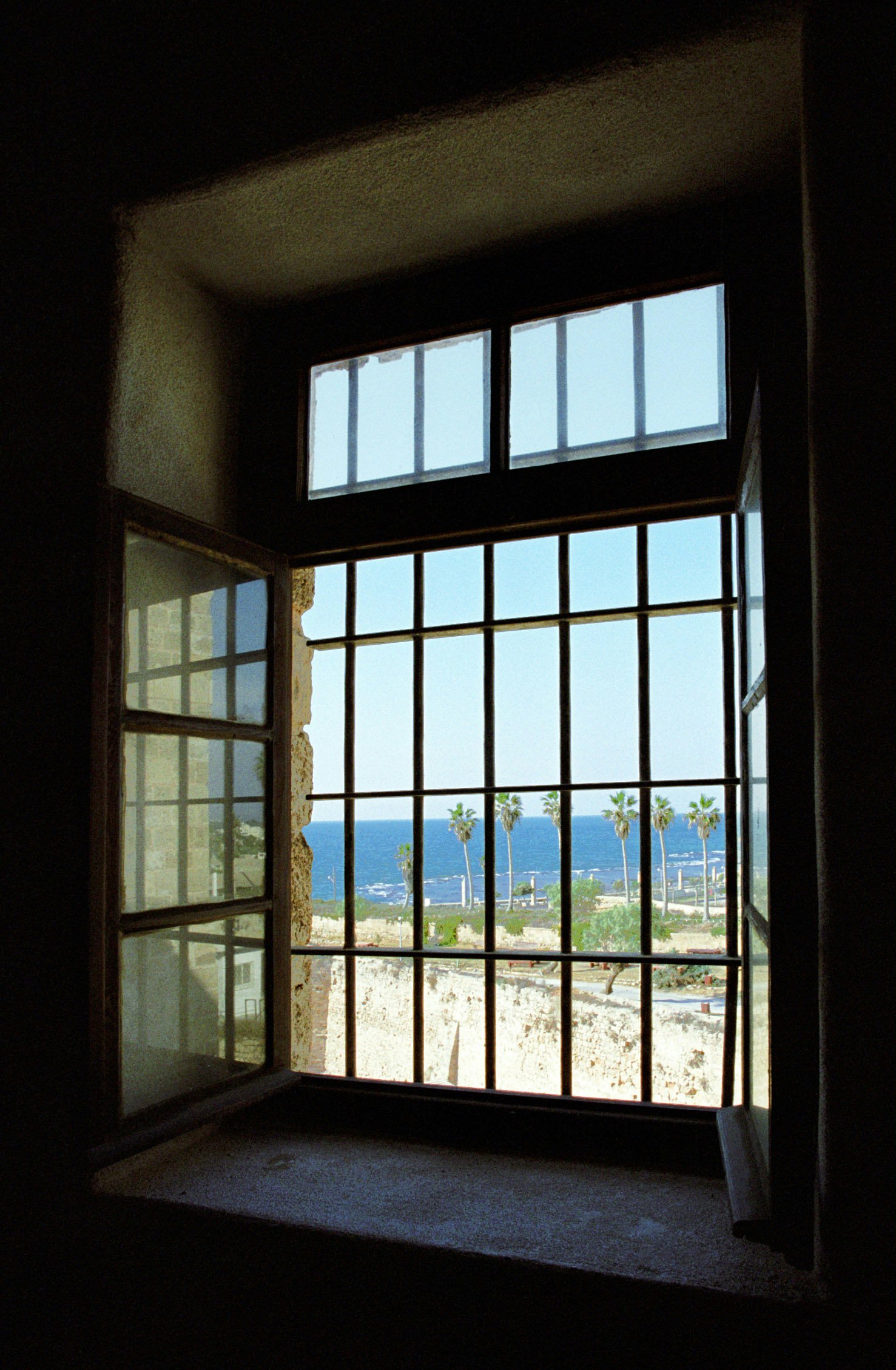 Window from which Baha'u'llah waved to pilgrims. (2004)