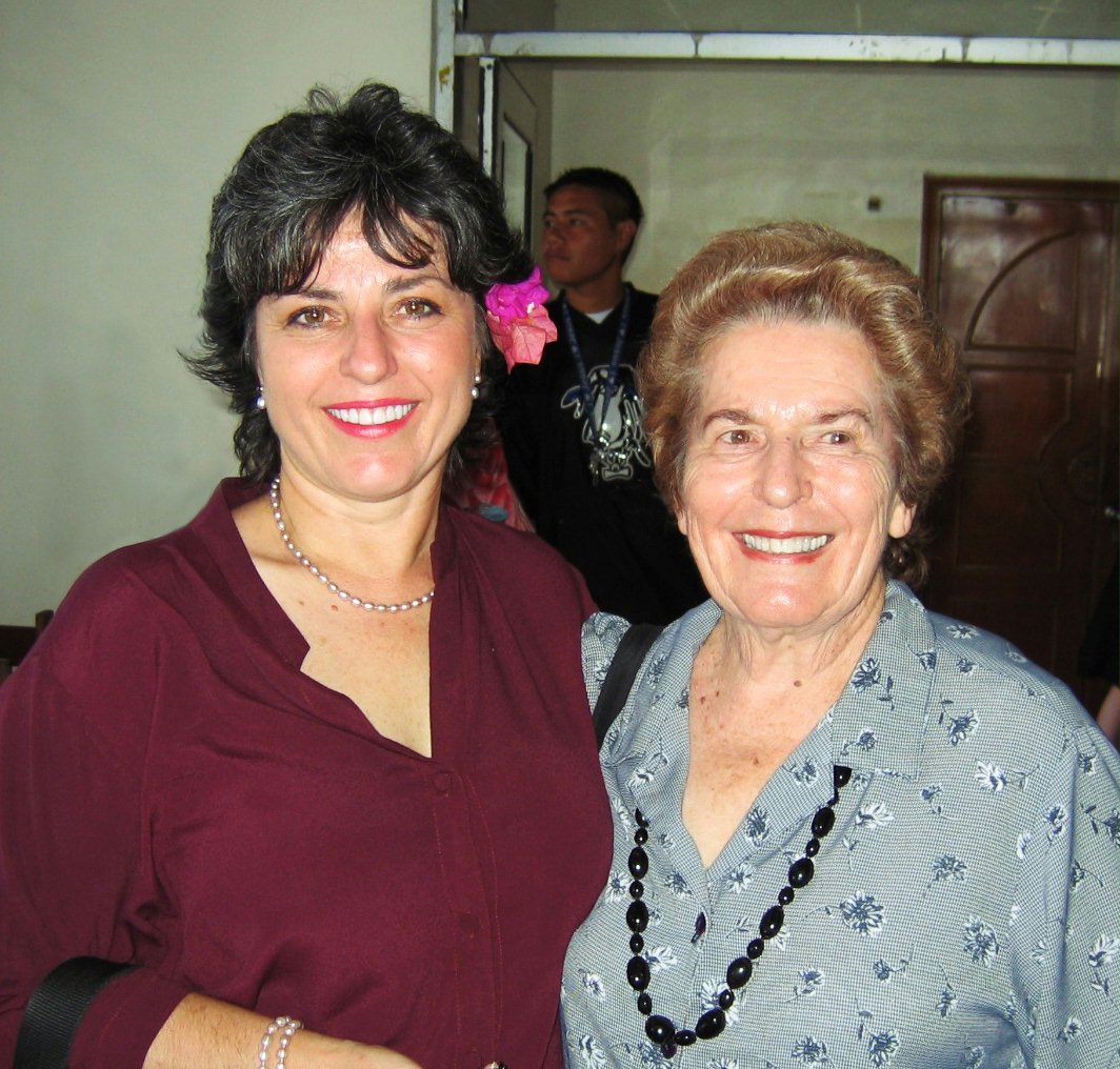 Lilian Wyss-Ala'i (right) and her daughter, Sitarih Ala'i, at the jubilee festivities.