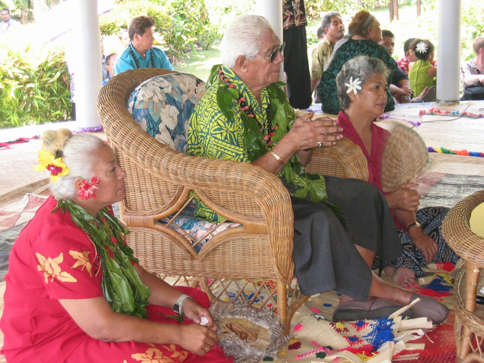 The Head of State of Samoa, His Highness Susuga Malietoa Tanumafili II, at the jubilee with daughters Susuga To'oa Tosi Malietoa-Savusa (left) and Susuga Papali'i Momoe Malietoa-Von Reiche. Photo by Sitarih Ala'i.