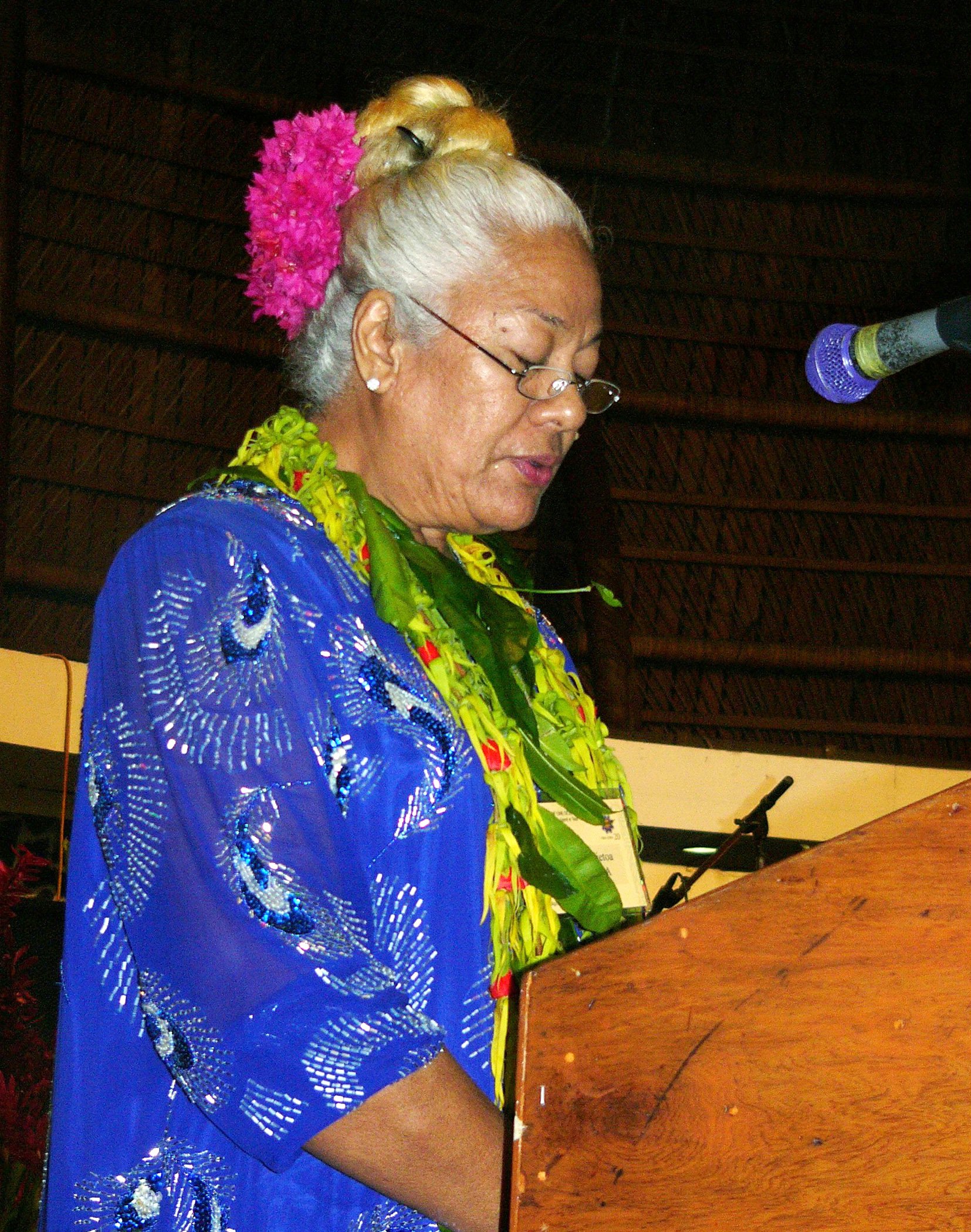 Addressing the jubilee participants...Susuga To'oa Tosi Malietoa, a daughter of the Head of State and a member of the Baha'i Faith.
