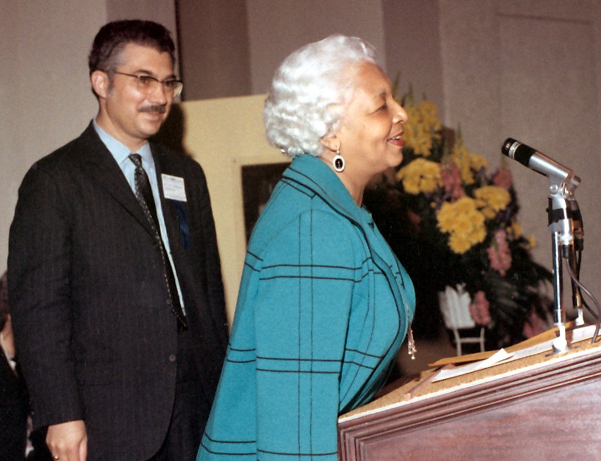 Elsie Austin circa 1970. At left is Firuz Kazemzadeh, then a member of the National Spiritual Assembly of the Baha'is of the United States.