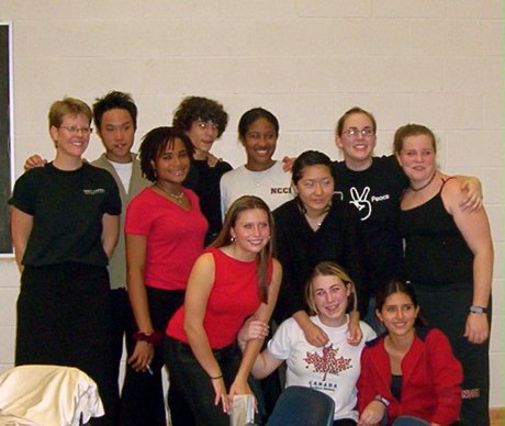 Members of the Dance Academy of Nancy Campbell Collegiate, who performed at a teacher appreciation event organized by the Baha'is of Richmond Hill, Ontario, Canada. At left is the academy's coordinator, Leslie Switzer.