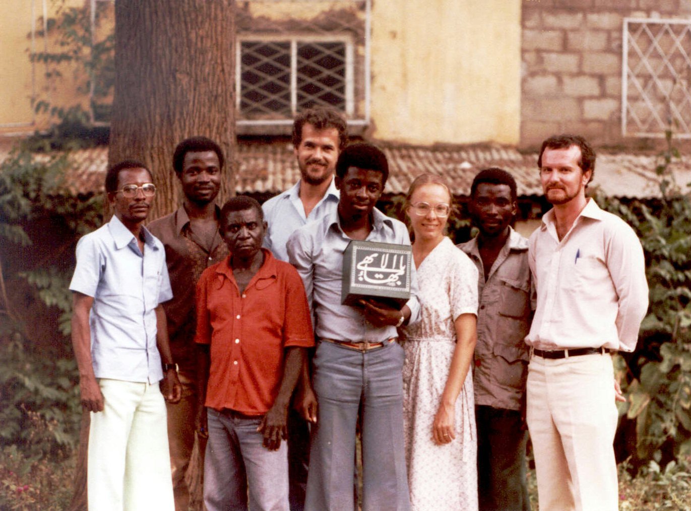 Eight members of the National Spiritual Assembly of the Baha'is of Burundi, 1982.