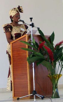 One of the speakers at the festivities, Mrs. Wanjiku Kajira-Kargbo.