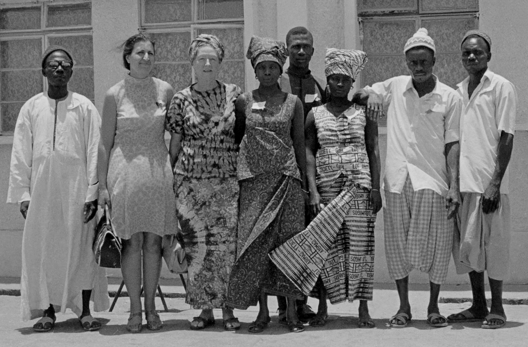 In The Gambia in 1971, the Hand of the Cause of God Madame Ruhiyyih Rabbani (third from left), actively assisted in the election of village Spiritual Assemblies. She is pictured here at the National Convention of Upper West Africa.