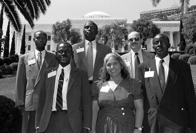 Some members of the National Spiritual Assembly of the Baha'is of Rwanda at the Baha'i International Convention, Baha'i World Centre, Haifa, Israel, 1998.