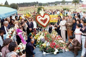 The 1979 graveside ceremony for Hand of the Cause of God Dr. Rahmatu'llah Muhajir, Quito, Ecuador.