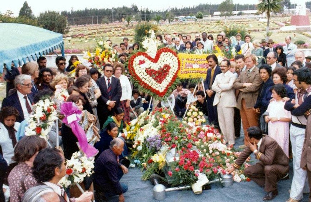 The 1979 graveside ceremony for Hand of the Cause of God Dr. Rahmatu'llah Muhajir, Quito, Ecuador.