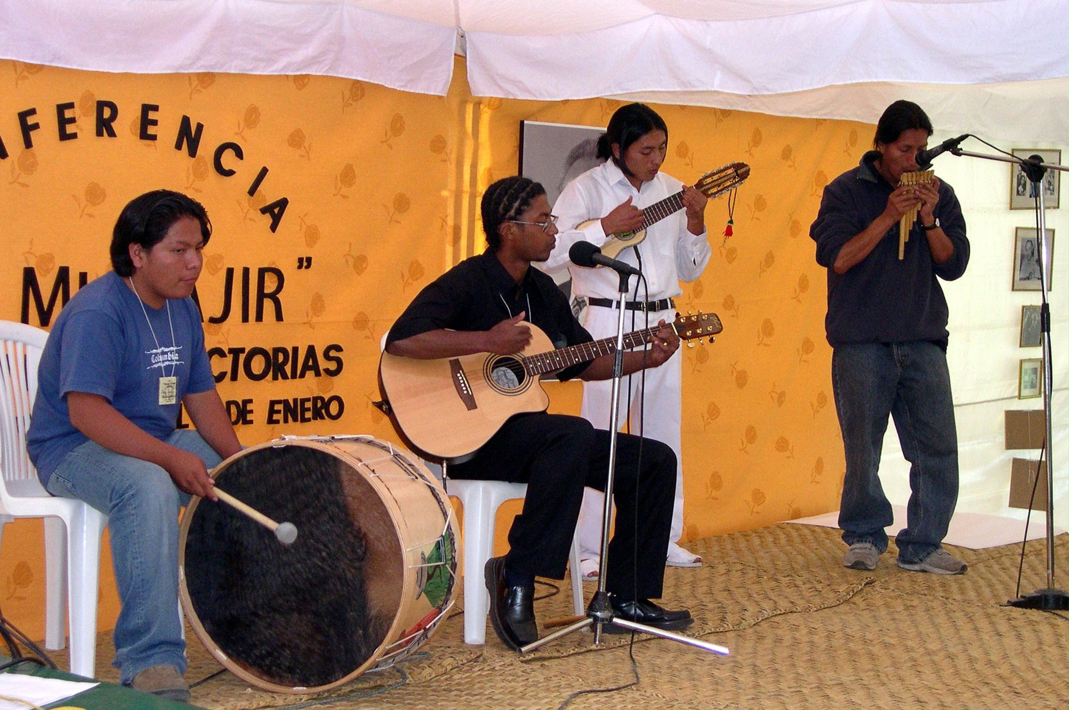 Traditional South American pan-pipes were among the instruments used by a musical group from Otavalo at the "Growth and Victories" conference in Ecuador.
