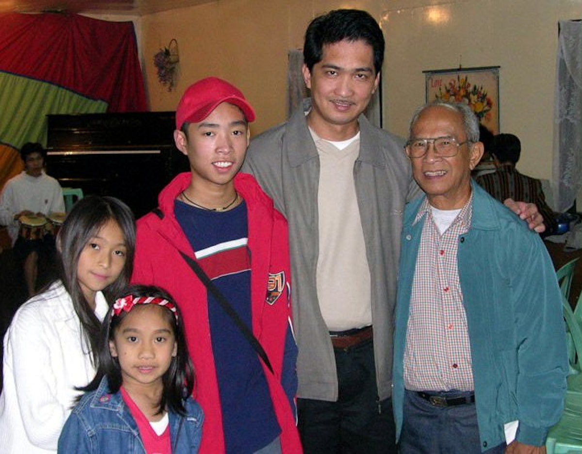 Members of different generations at the Baha'i National Arts Festival in the Philippines: (left to right) Stephanie, Camilla, Paul, and Dennis Pangilinan with Vicente Samaniego.