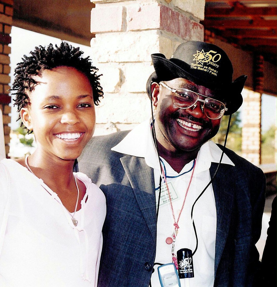 Botswana Baha'i Onneile Peiso (left) and Jerry Acho, a member of the National Spiritual Assembly of the Baha'is of Botswana.
