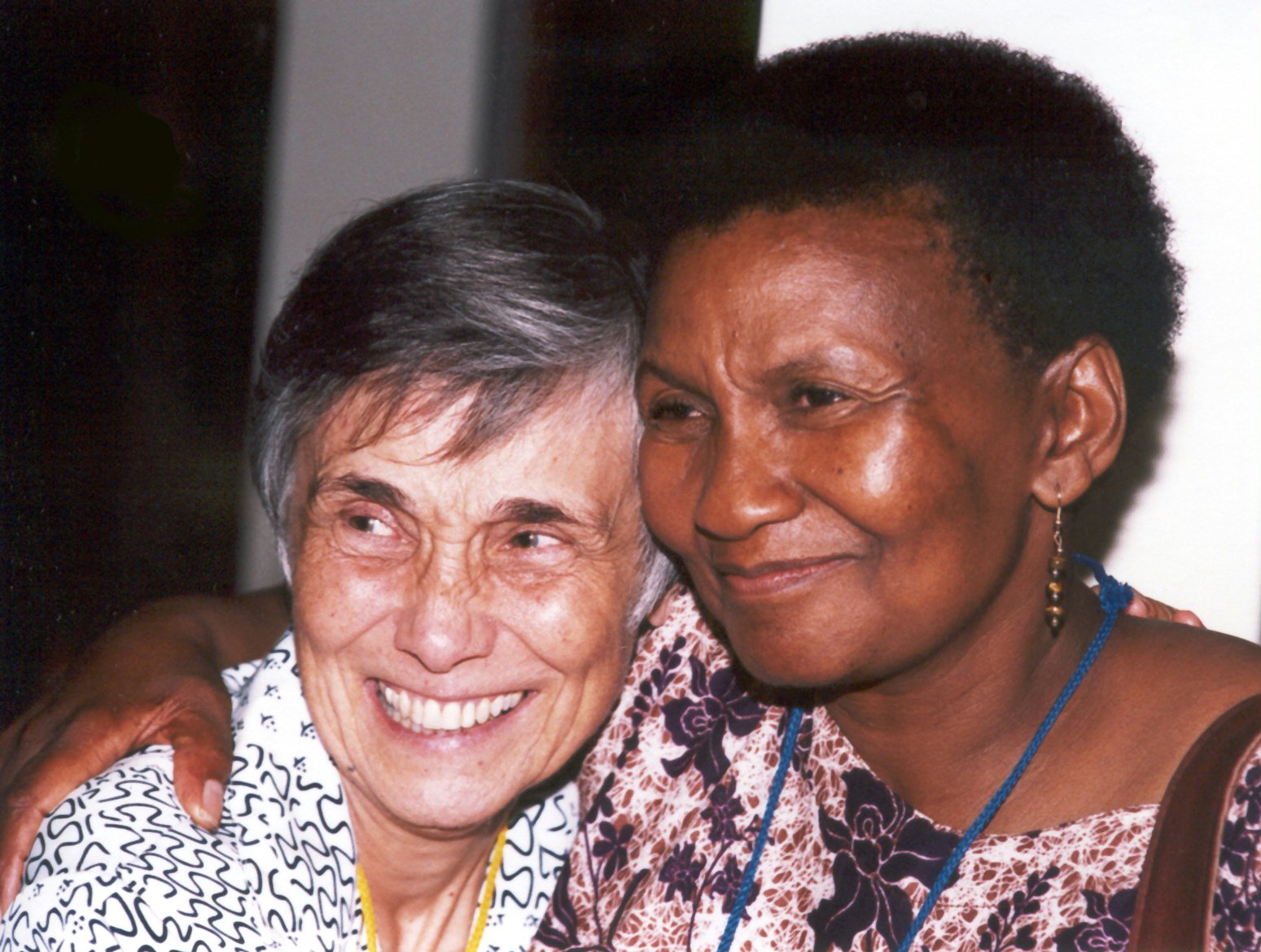 Friends reunited at the Botswana Baha'i jubilee celebration... Nina Robarts (left) and Lally Warren.