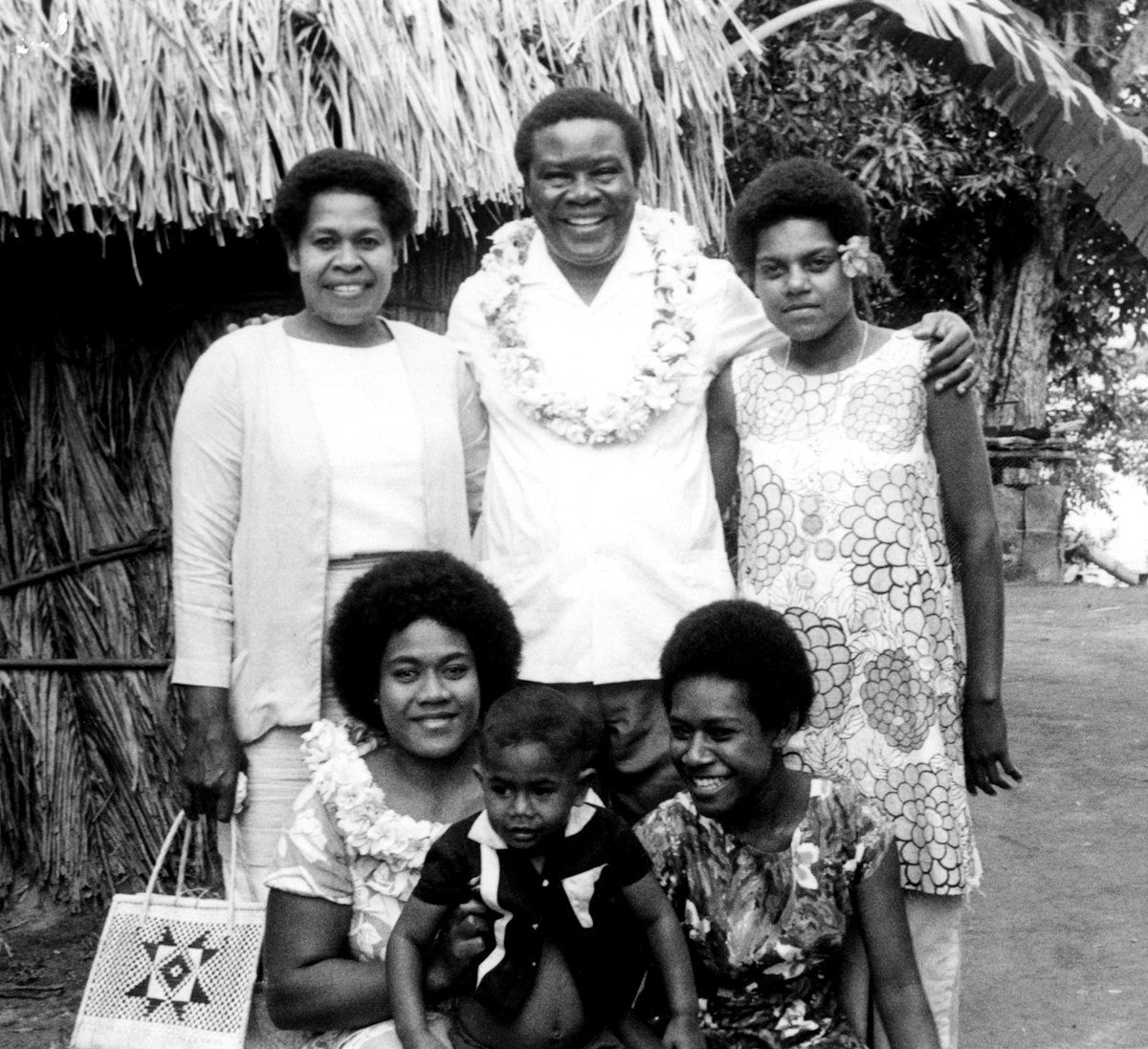 Hand of the Cause of God Enoch Olinga with Fijian Baha'is, 1971.