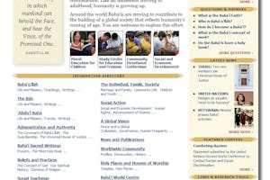 The home page of the new, official, international Baha'i Web site, "The Baha'is."