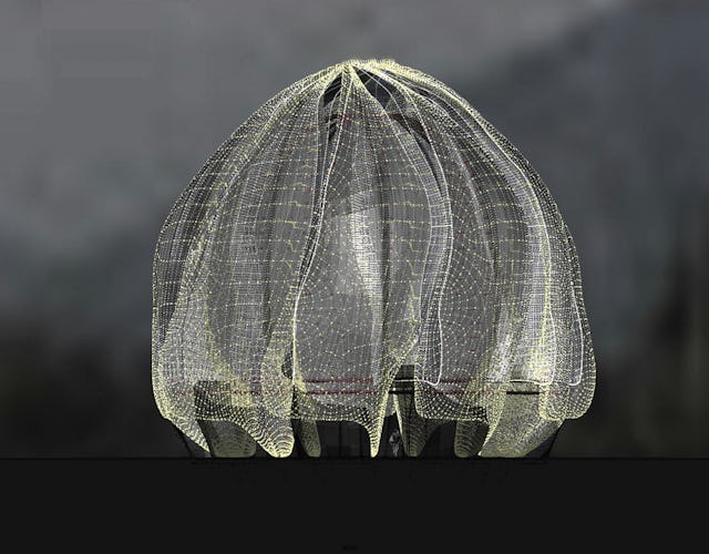 A conceptual drawing of the Baha'i House of Worship to be built north of Santiago, Chile.