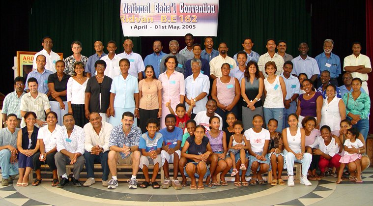 Delegates and observers at the national convention of the Baha'is of Seychelles, 2005.