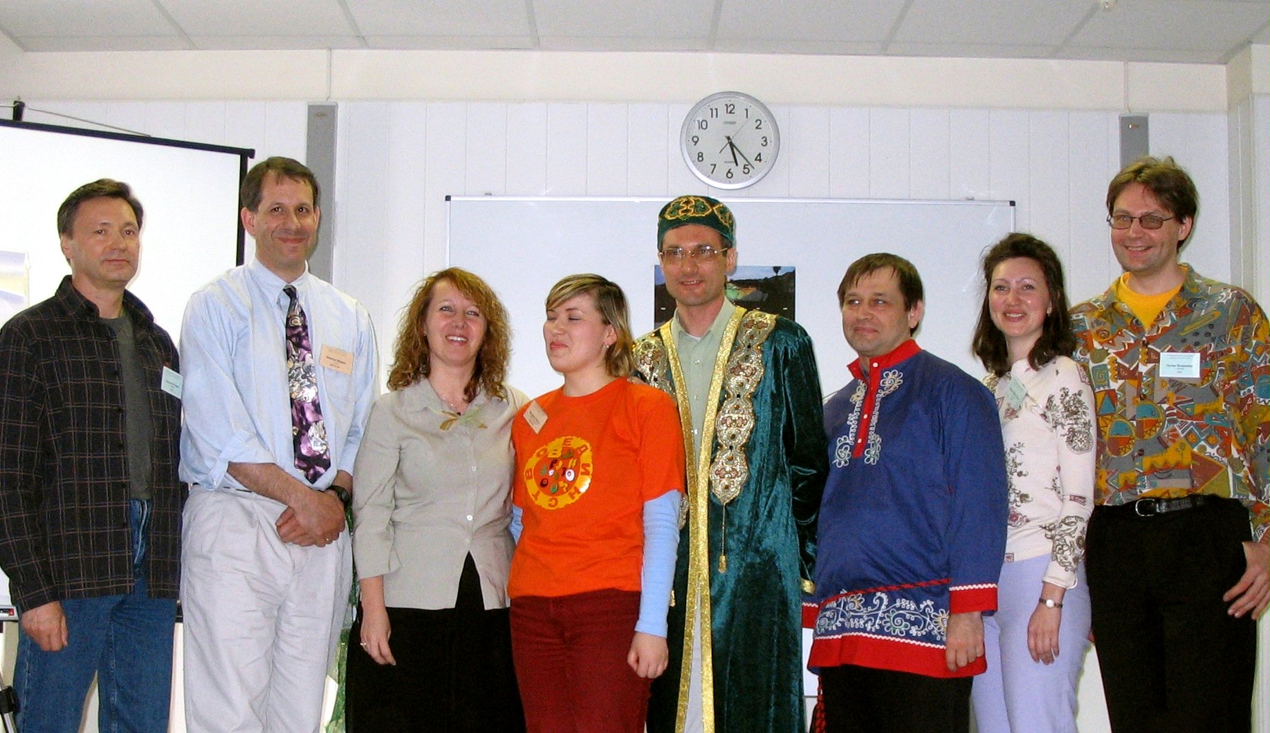 Eight of the nine members of the National Spiritual Assembly of the Baha'is of Russia, who were elected in 2005.