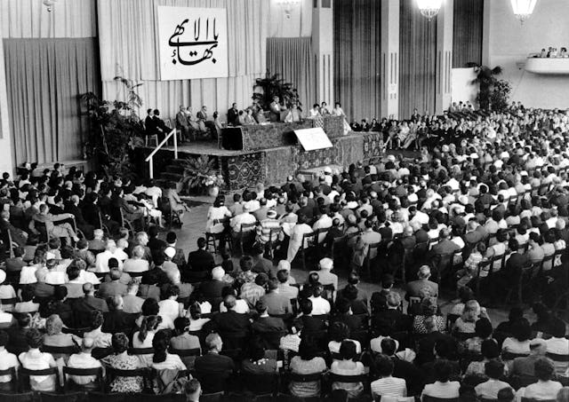 An international Baha'i conference in Frankfurt, Germany, 1958.