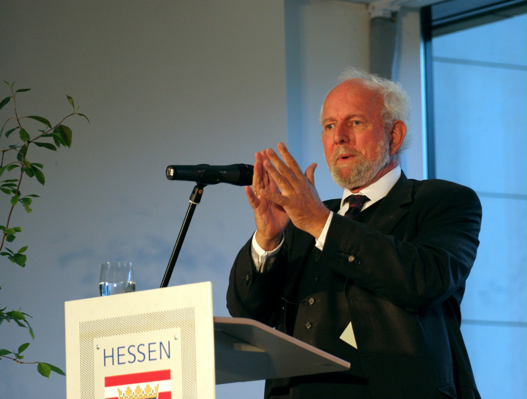 German federal parliamentarian Ernst Ulrich Von Weizsaecker, speaking at the Baha'i reception in Berlin.