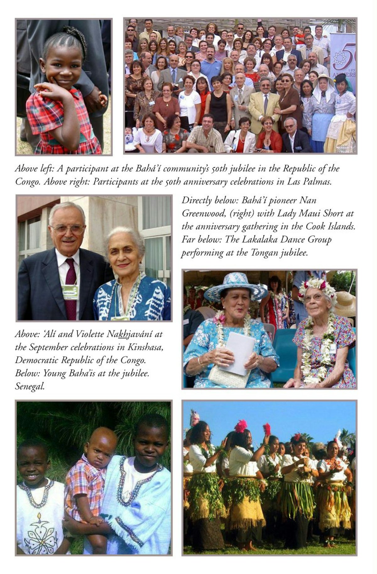A page of photographs in "The Baha'i World 2003-2004."