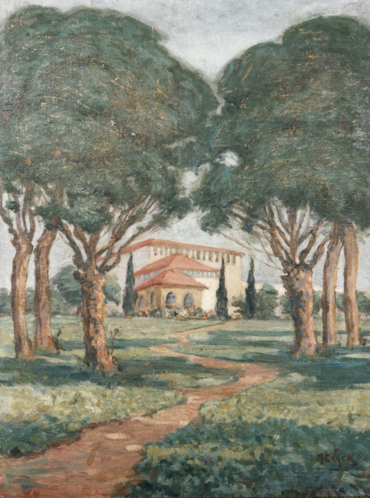 Painting by Marion Jack of the Shrine of Baha'u'llah, 1931.