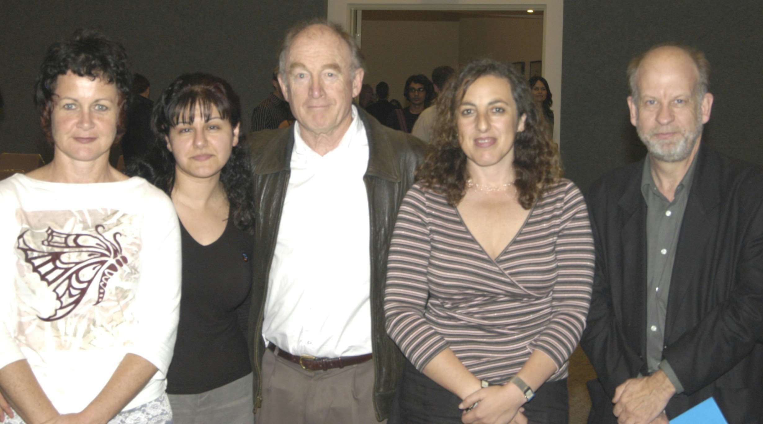 Judges for the Harmony Film Festival in Australia, from left, Sandy George, Mojgan Khadem, Nick Tate, Mitzi Goldman, and Peter Butt.