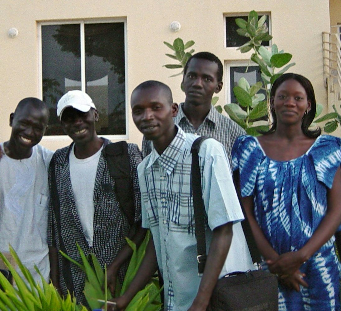 Some graduates of the advanced computer class offered by the Baha'i community of The Gambia.