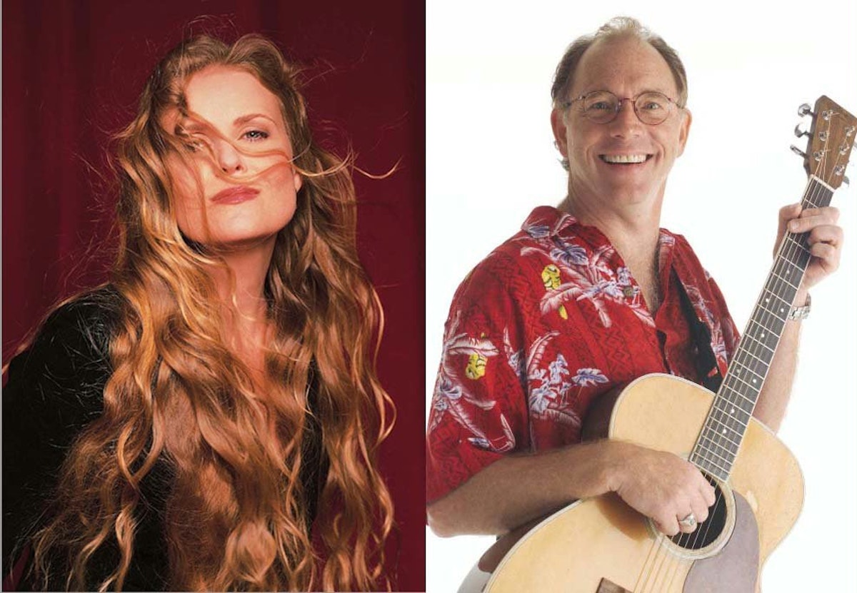 Composite image of Tierney Sutton and Red Grammer, two Baha'i musicians who are up for 2006 Grammy Awards.