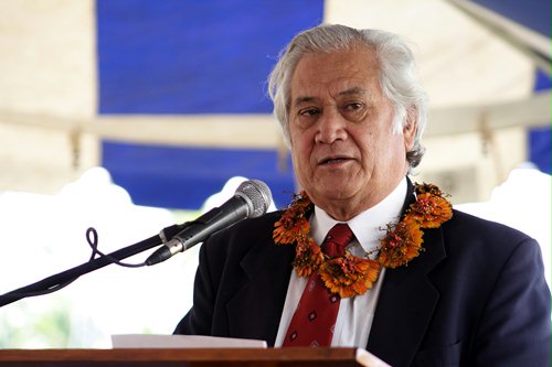 Honorable Dr. Fred Sevele, the Prime Minister of the Kingdom of Tonga, addressing the guests.