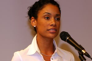 Camille Henderson gives a presentation on "Achieving Racial Unity: Walking the Spiritual Path with Practical Feet." Her talk was one of several at a breakout session on Race Unity and Intercultural Issues at the 30th annual Association for Baha'i Studies conference on 11 August 2006. (Photo by Courosh Mehanian)