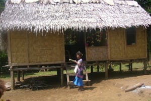 A typical home in Mom village on Karkar Island, Papua New Guinea.