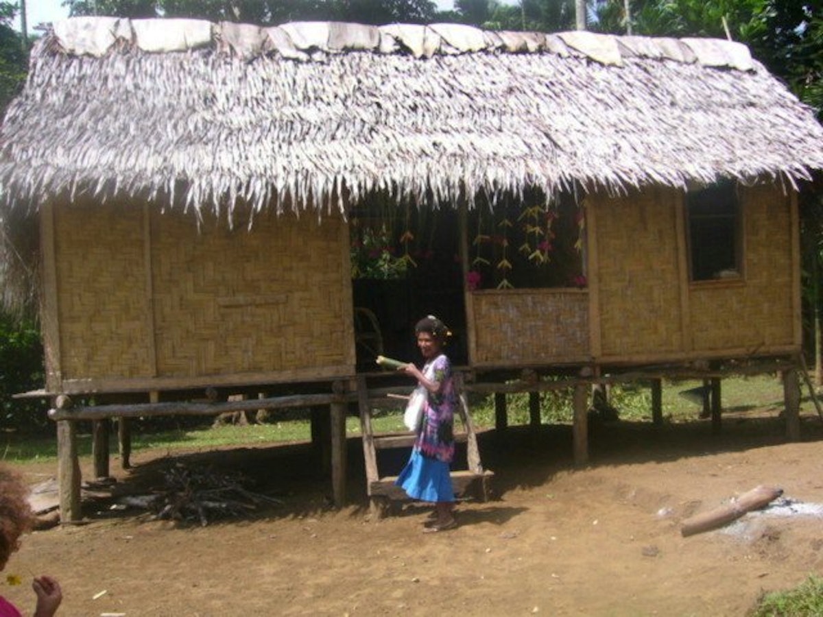 A typical home in Mom village on Karkar Island, Papua New Guinea.