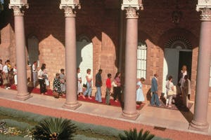 Baha'i pilgrims visit the Shrine of the Bab on Mount Carmel.